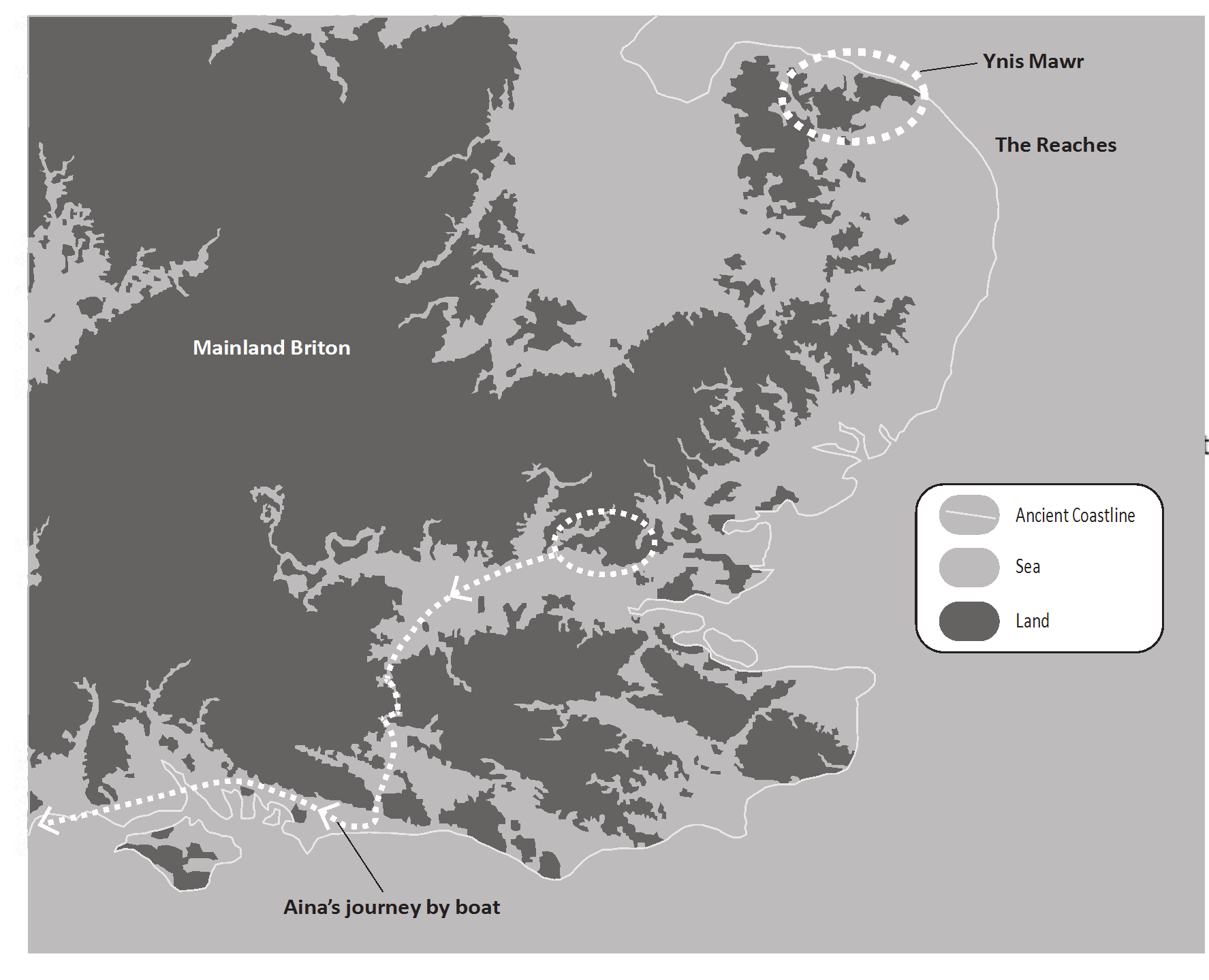 map of Aina's world (a world where much land is underwater)
